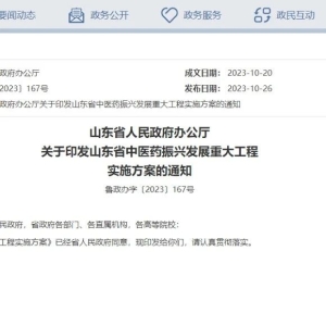山东省中医药振兴发展重大工程实施方案